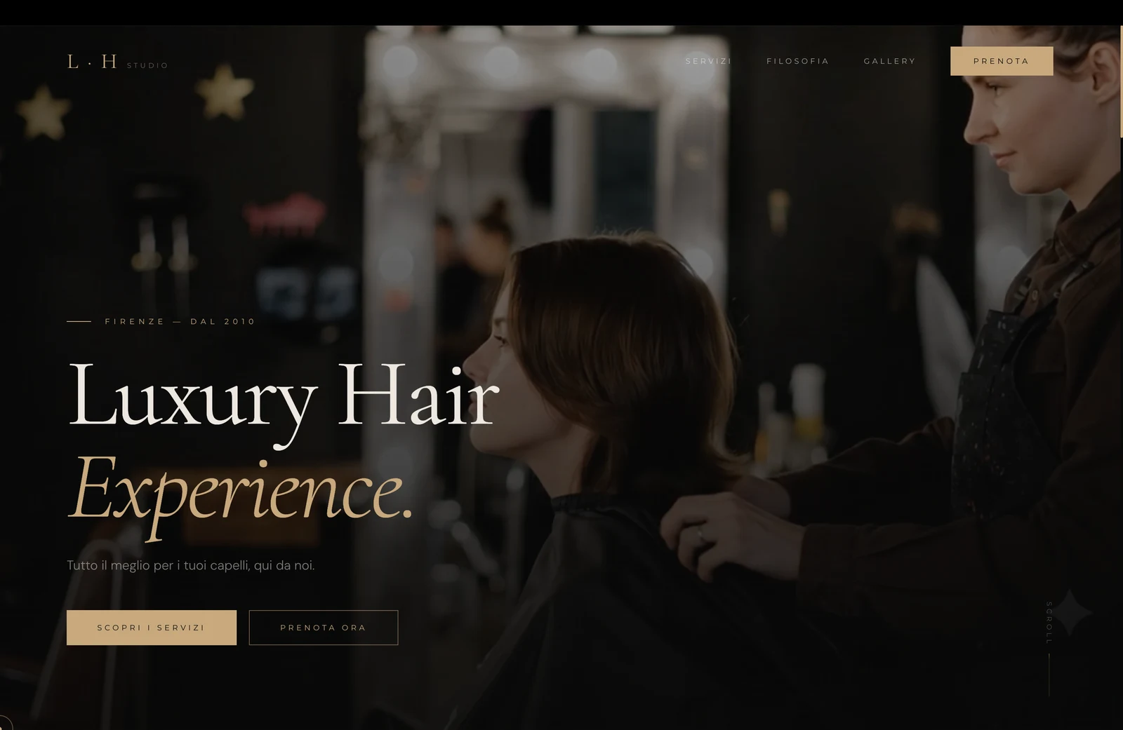 Homepage Luxury Hair Studio: salone e servizi per capelli